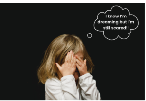 Girl scared in lucid nightmare